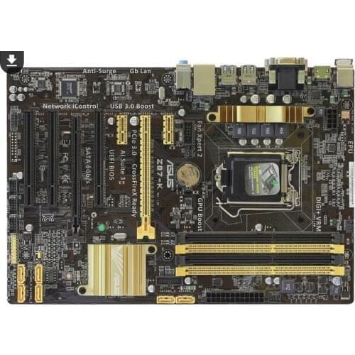 Used,for Asus Z87-K Original Desktop Motherboard Z87 Socket LGA 1150 i7 i5 i3 DDR3 32G SATA3 USB3.0 ATX