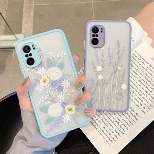 Flower Leaf Matte Phone Case For Redmi Note 10 9 Pro 10S POCO X3 Pro NFC 11 Lite Mi 10T Pro Camera Protection Clear Soft Cover
