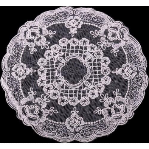 Cusack 17 27 cm Mesh Embroidered Lace Applique Trim for Garment Home Textiles Trimmings DIY Crafts Lace Fabric Off White Ivory