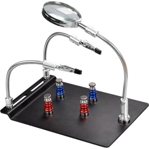 Helping Hands Soldering PCB Holder Motherboard Repair Fixture Clamp Third Hand Tool 3X Magnifier