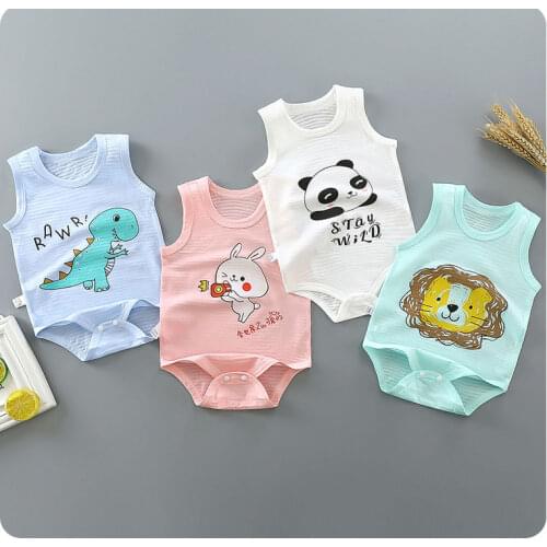 Cotton Newborn Baby Girls Boys Toddler Lace Shoulder Sleeveless Jumper Romper Summer Infant Jumpsuit Baby Summer Clothes