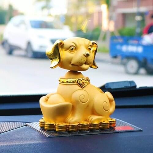 HOME OFFICE SHOP CAR TOP Efficacious Talisman Ornament # Money Drawing GOOD LUCK gold Prosperous wealth dog statue Good present