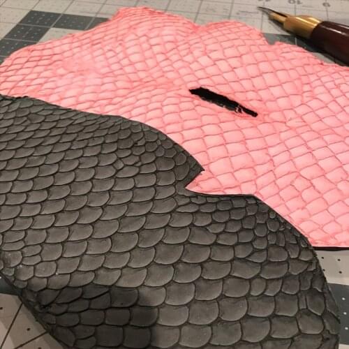Eco-Dyed Matte Genuine Tilapia Fish Skin Leather Piece ,10*26CM , for Sandal/Purse/Bracelet,Free Shipping