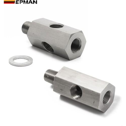 EPMAN Oil Feed Line Fitting 1/8'' NPT & 1/8" BSPT & M10 Adapter Turbo For Honda Mitsubishi Ect Oil Press Gauge