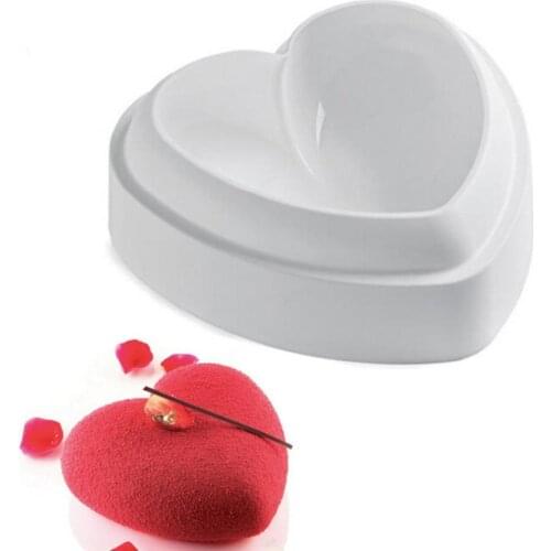 Heart Mold Heat Reusable Resisting 3D Silicone Durabl Easy Releave Heart Cake Mold Bakery Home Baking Mold