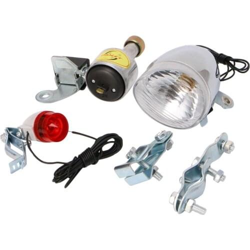 Bicycle Motorized Bike Friction Dynamo Generator Head Tail Light With Acessories