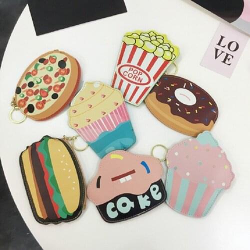 Harajuku Cartoon Key Bag Snack Wallet Key Chain Holding Bag Cartoon Burger Cartoon Ice Cream Shape Small Wallet