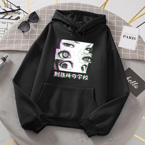 Japan Anime Aesthetic Male Hoodie Prison School Eyes Sad Mens Sportswear 2021 New Arrive Homme Clothes Funny Streetwear Pullover