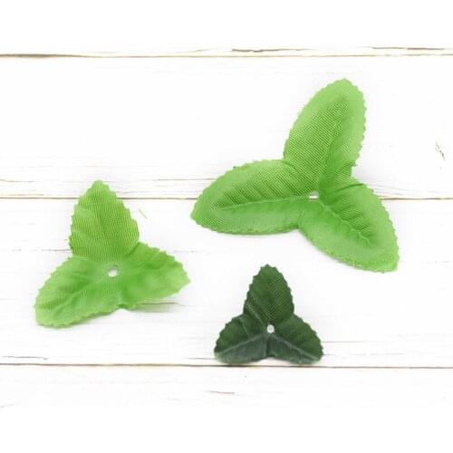 100Pcs Artificial plant silk Green leaf Fake Leaves For Home Wedding Needlework Christmas Garland Decorations DIY Gifts Box deco