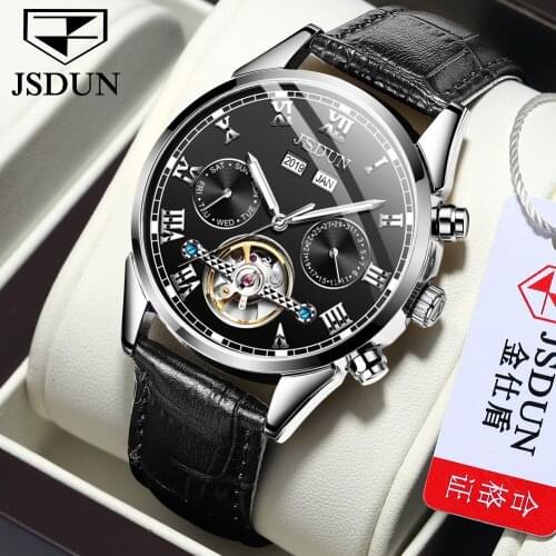 JSDUN Luxury Brand Mens Watch Automatic Mechanical Watch Tourbillon Sports Watch Automatic Date Clock Waterproof Watch 8909