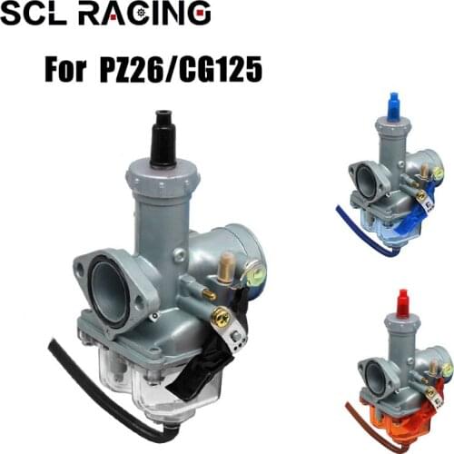 SCL Racing For Keihi PZ26 26mm Motorcycle Manual Choke Carburetor With Transparent Nylon Float Bowl For HONDA CG125 Racing