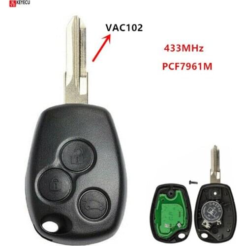 Keyecu New Remote Key Fob 3 Button 433MHz PCF7961M HITAG AES Chip for Renault Logan Duster Clio4 2013 2014 2015 2016 2017