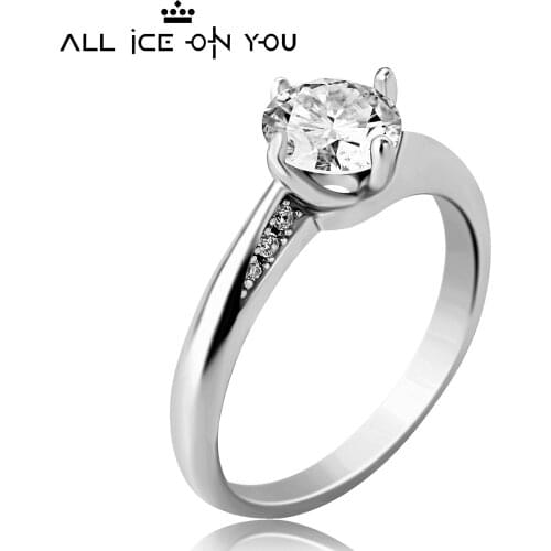 Classical Real Gold Plated Luxury 925 Sterling Silver 1CT D Color Moissanite VVS1 Jewelry Wedding Diamond 6 4law Ring Women Gift