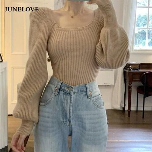 Korean Cropped Sweater Pullovers Fall Winter Women Knitted Long Sleeve Top Casual Pull Femme Vintage Fashion Female Jumper Suter