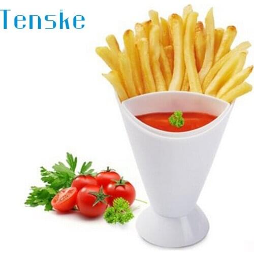 Tenske kitchen tools gadgets Potato Tool Tableware 2 in 1 French Fry Cone with Dipping Cup*30 GIFT 2017