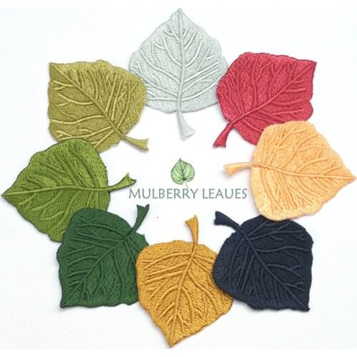 1PC mulberry leave Patch fabric Clothing Embroidery Iron On patches Applique Clothes Quality plants sticker DIY Applique