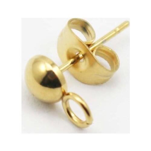 Fashion gold-color round Stud Earrings with 316L Stainless steel for Women Jewelry High quality