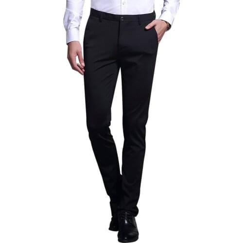 Mens Casual Pants Summer Youth Business Mens Slim Mid-Waist Mens Trousers Non-Iron Stretch Trousers XIN-Shipping