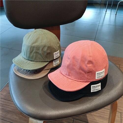 Japanese Style Soft Top Harajuku Short Brim Baseball Cap Korean Flat Brim Street Hip-hop Hat Male Cotton Skateboard Hat Female