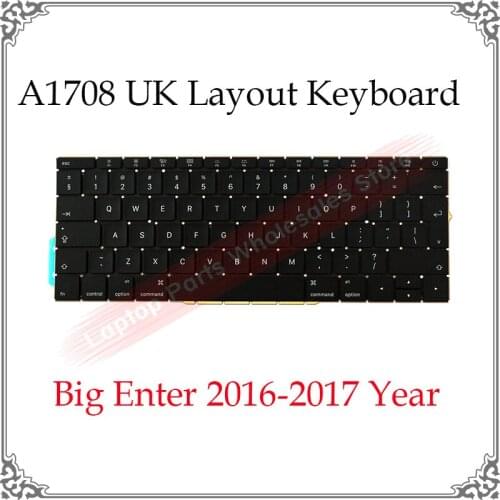Genuine Laptop A1708 English Keyboard For Macbook Pro Retina Notebook A1708 UK Layout Keyboards MLL42 MPXQ2 Late 2016 Mid 2017