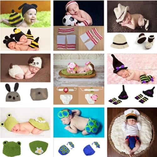 New arrival Handmade Children Hat Newborn Baby Crochet Beanie Toddler Knitted Animal Caps Photography Props 10 pcs Free shipping