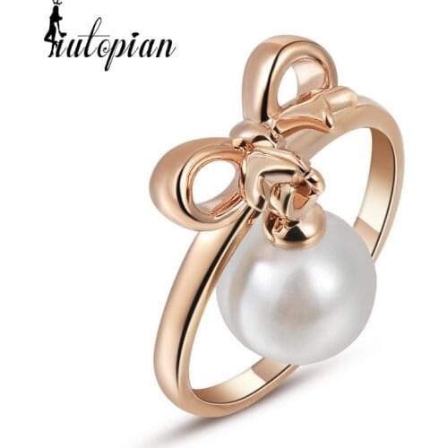 Italina Rigant Simulated Pearl Bow Ring For Women With Dropship Is Welcome Party Jewelry 1#RG95588