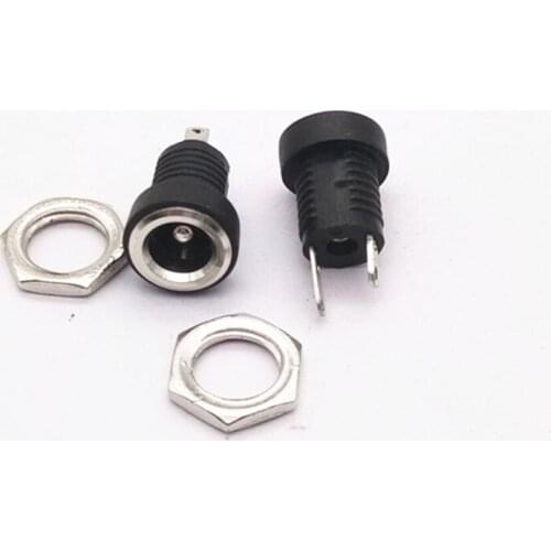 Wholesale 1000 pcs 5.5 x 2.1mm DC Power Socket Female Panel Threaded Mount Screw Nut DC 5.5x2.1 Socket Electrical Plug Connector