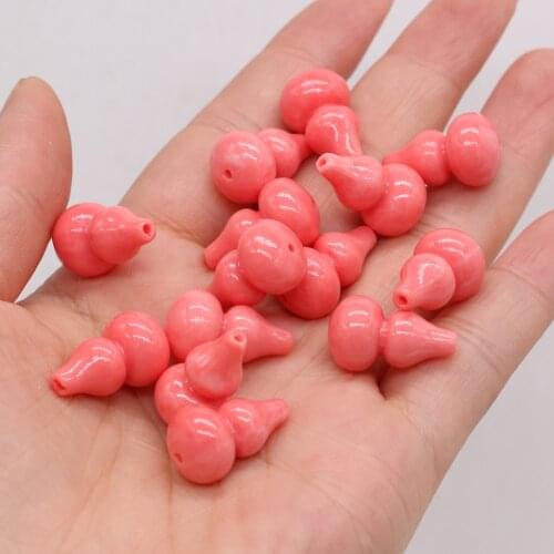 Wholesale Pink Gourd-shaped Coral Loose Beads Through Hole Handmade Crafts Making DIY Necklace Bracelet Earrings Jewelry Bead