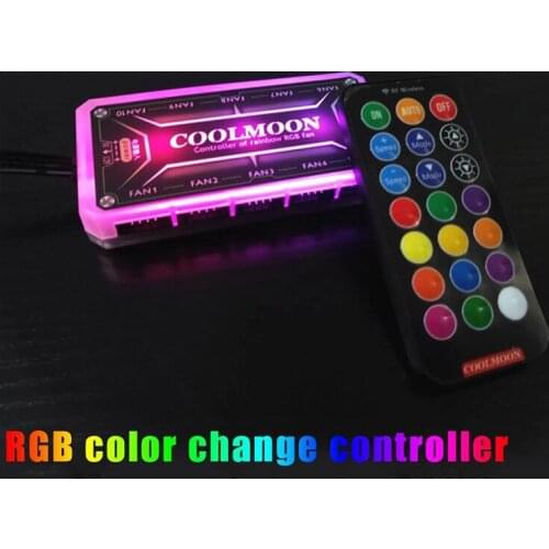 12V/5A RGB Fans Remote Controller Color Controller With10pcs 6pin Fan Port 2 Pcs 4pin Light Bar Port For PC Case LED Stripe Fan