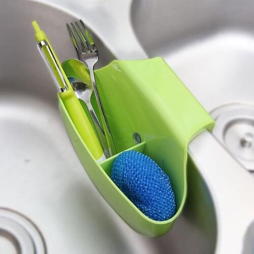 Sink Kitchen Sponge Holder Suction Cups Kitchen Organizer Hanging Sink Drain Racks Storage Shelving Hook Two Grid Useful KC1117