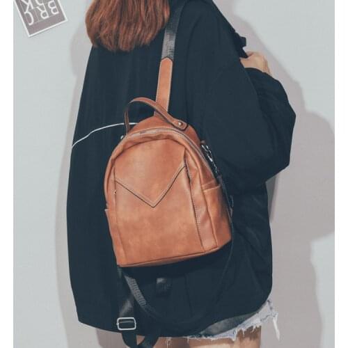 HISUELY New Fashion Backpack Womens Solid Color Travel Backpack Korean Version PU Soft Leather Tide Fashion Casual Backpack