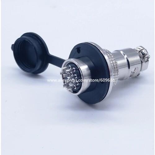 With Cover Aviation Plug Socket Panle Circular Connector M19 GX20 2 3 4 5 6 7 8 10 12 Pins