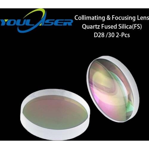 Spherical Focusing Lens D28 D30 F75/100/125/150/155/200mm 2Pcs Quartz Fused Silica for High Energy Fiber Laser 1064nm