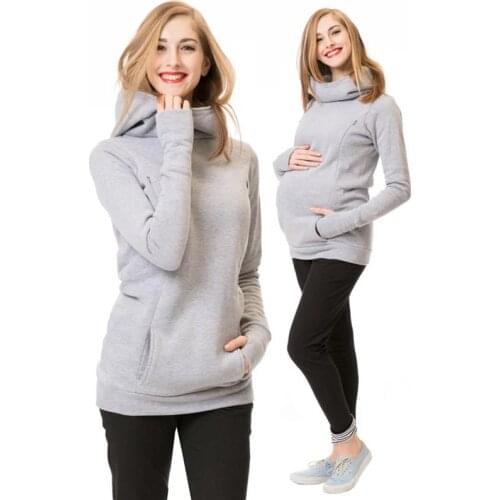 Maternity Sweatshirt Women Nursing Maternity Long Sleeves Hooded Breastfeeding Hoodie Pregnant Women Long Sleeve Hooded Sweater