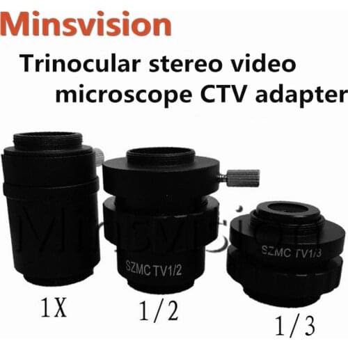 Trinocular Stereo Microscope CMOS Camera Adapter SZM CTV1/2 1/3 C-mount Lens 25mm to 28mm Transfer Port Half-focus can see image
