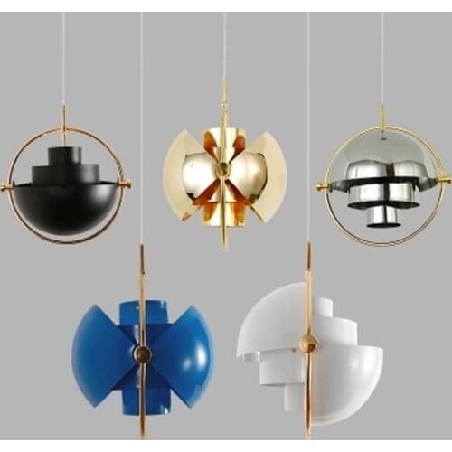 Nordic vintage pendant lamp luxury single head metal lampshade creative bedroom bedside bar metal hemisphere panton lamp