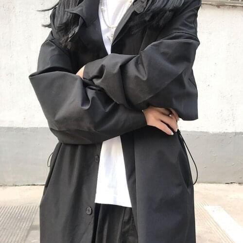 Womens Clothing Solid Womens Autumn Coat Casual Loose Womens Windbreaker Pockets Button Womens Windbreaker 2021 Korean Style