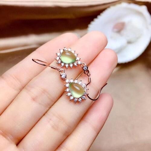 Fashion grape gemstone dangle earrings for lady jewelry water drop natural gem real 925 silver rose gold color hook earrings
