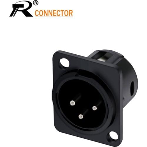 1PC Nickle-plated Pin Feet 3PIN XLR Male panel mount adapter Metal high quality soldering xlr connector jack socket