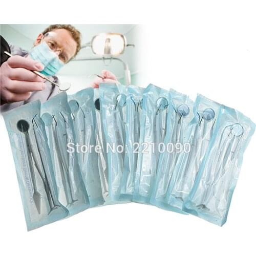 10 Bag Dental Lab Tools Oral Hygiene Dental Instruments Oral Care Kit Disposable Forceps Probe Mouth Mirror