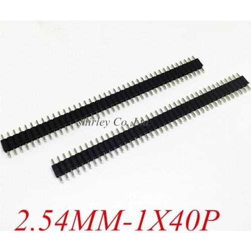 100pcs 2.54mm 1X40Pin Plastic 5mm Single Double Row Male 40P PCB Board Pin Header Connector Pinheader 1*40p Total length 11.6mm