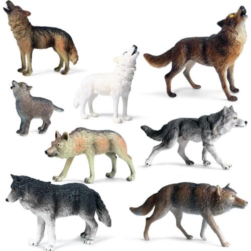 2019 Hot Sale Wild Beast Animals Gray Wolf Simulation Baby Wolves Action Figures Collection Lifelike PVC High Quality Model Toy