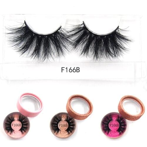 25mm False Eyelashes Wholesale Thick Strip 25mm 6D Mink Lashes Custom Packaging Label Makeup Dramatic Long Mink Lashes F166B