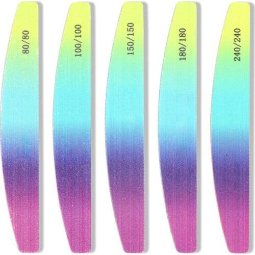 3/5/10 PCS Rainbow Nail Files Buffer For Nail Care 80/100/150/180/240 Nail care Supplies Professional Strong Thick Sanding File