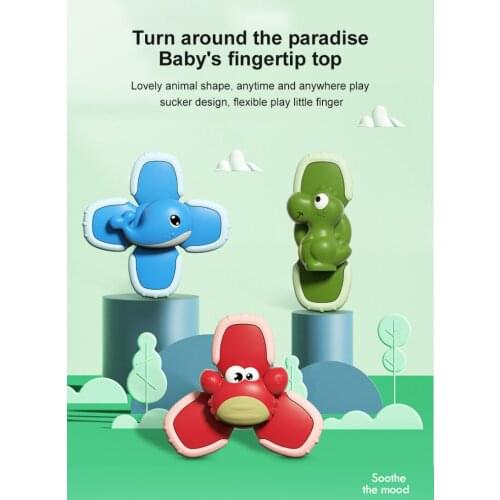 3Pcs Gyro Sea Animal Suction Cup Rotating Rattle Childrens Table Dinner Soothing Baby Bathing Water Toy Baby Fidght Spinner Toy