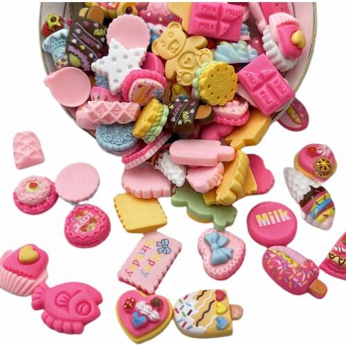 10/30pcs/Lot Kawaii Resin Cute Cartoon Lce Cream / Cake Flatback Cabochons For Hair Bow Centers DIY Scrapbooking Decor