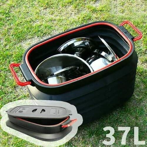 37L Portable Car Folding Trash Collapsible Outdoor Fishing Water Bucket Retractable Rubber Tidying Storage Box Container