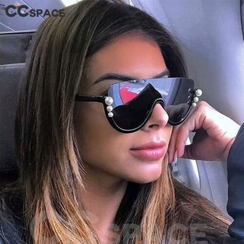 47741 Luxury Pearl One Lens Sunglasses For Women Shades UV400 Brand Glasses Designer Fashion