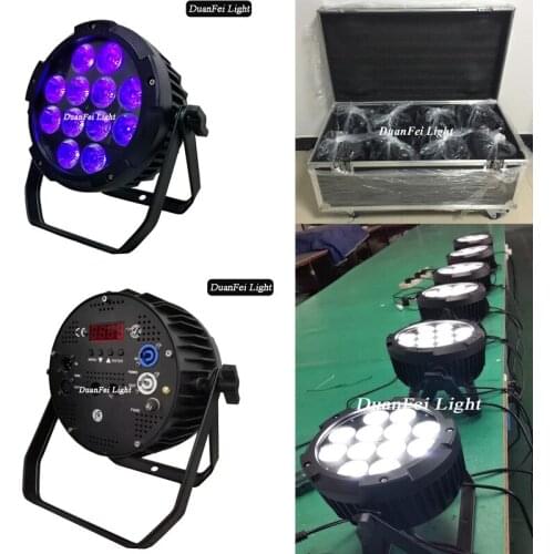 8pcs+Flycase) 12x18w rgbwa uv led par spot lyre led washer wall rgbwa uv 6in1 par led