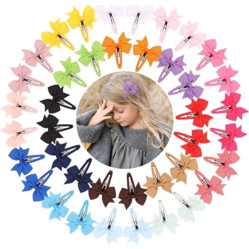 2 Pcs/Set Girls Kawayi Ribbon Hair Bows With Clip For Cute Baby Colorful Hair Clips Hairpins Barrettes Lovely Hair Accessories